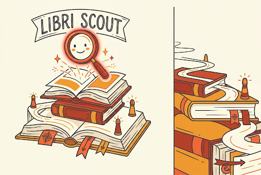 Books and discovery illustration